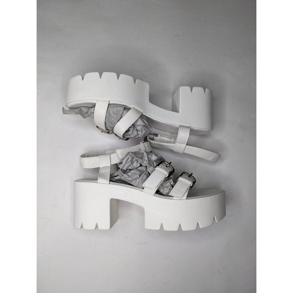 READYSALTED Chunky White Platform Sandals with Buckles size Womens US 10 NEW - Picture 1 of 10